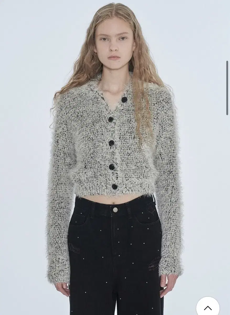 다이애그널 퍼지 퍼 가디건 FUZZY MIXED KNIT CARDIGAN